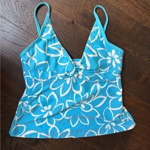 Women's NEXT Athena Tankini Bikini Top Swim Suit Swimwear Floral‎ Blue Sz 38 B C